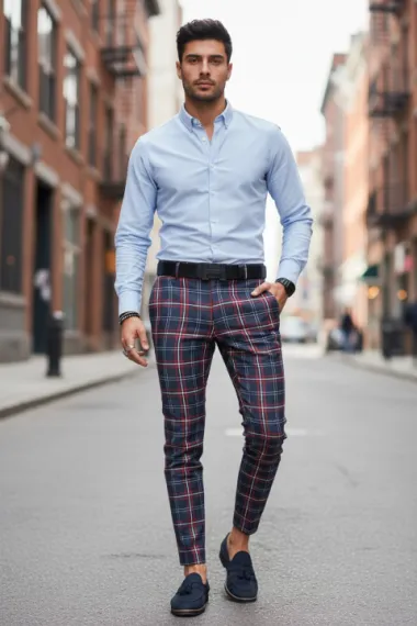 Pantaloni barbati eleganti in carouri B1745 B15-4